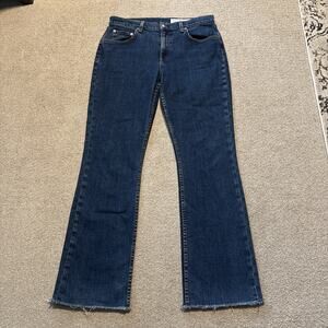Rag & Bone Women's Blue High Rise Raw Ankle Flare Jeans Size 31/32 Dark Wash